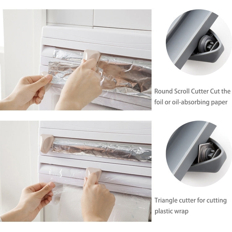 Kitchen Wall Mounted Cling Film Holder Wrap Storage Rack Hanger Rack Cutting Device, Size: 39 x 10 x 24cm
