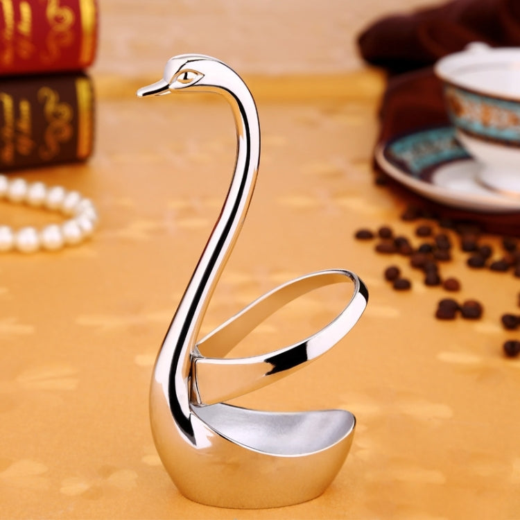 Creative Zinc Alloy Fork Spoon Swan Fruit Food Fork Spoon Knife Base Holder, Size: 15 x 7.5cm