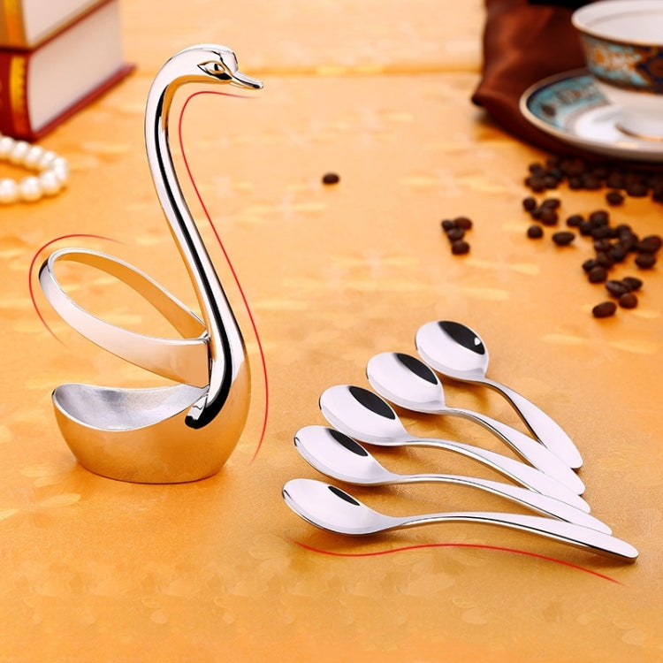 5 PCS Coffee Spoon + Swan Shape Design Knife Fruit Food Dinnerware Base Holder Elegant Kitchen Tableware Set