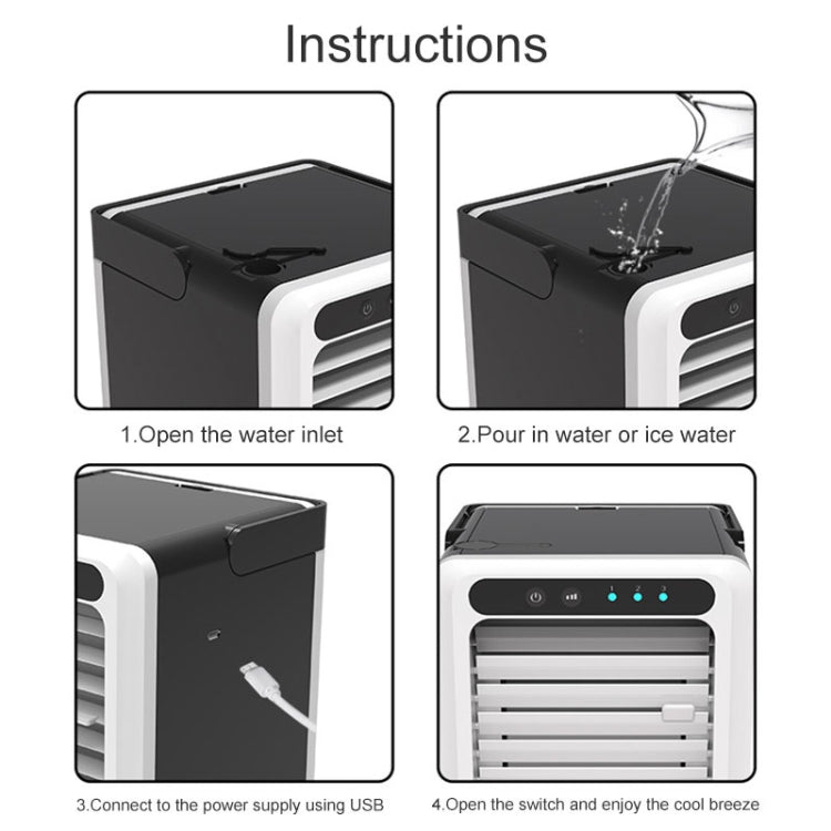 Portable Mini USB Charging TV Air Conditioner Desktop Electric Fan Air Cooler (Black)