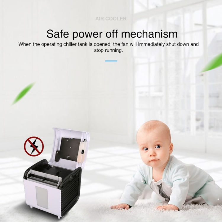 Office Household USB Mini Air Conditioning Fan Portable Desktop Air Cooler with Battery (White)