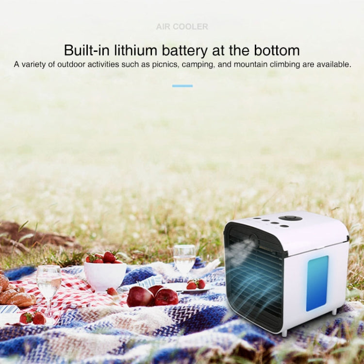 Office Household USB Mini Air Conditioning Fan Portable Desktop Air Cooler with Battery (White)