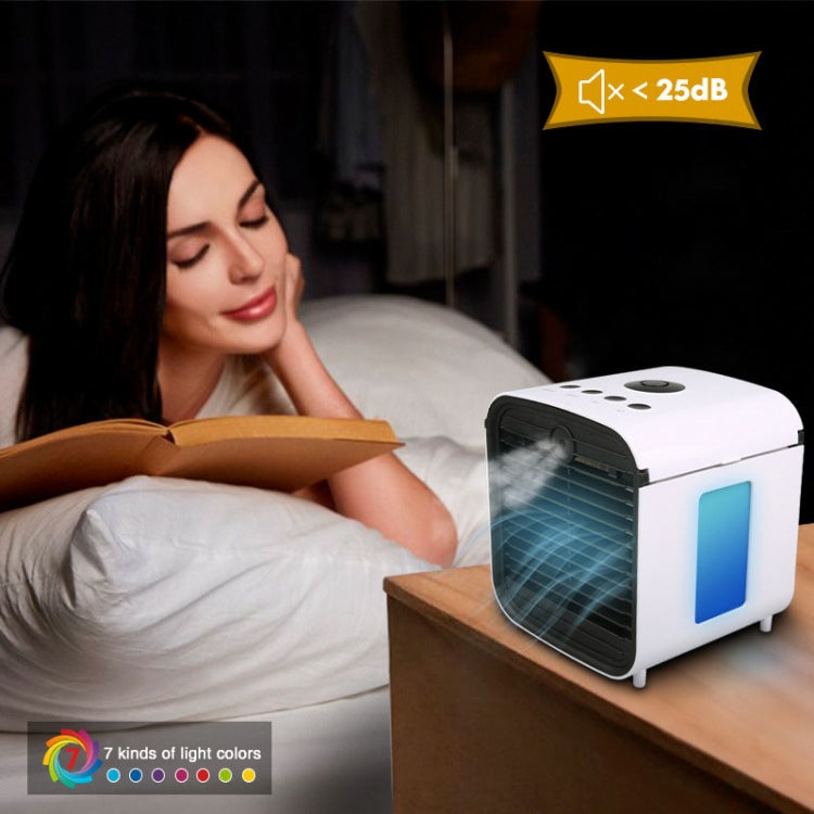 Office Household USB Mini Air Conditioning Fan Portable Desktop Air Cooler with Battery (White)