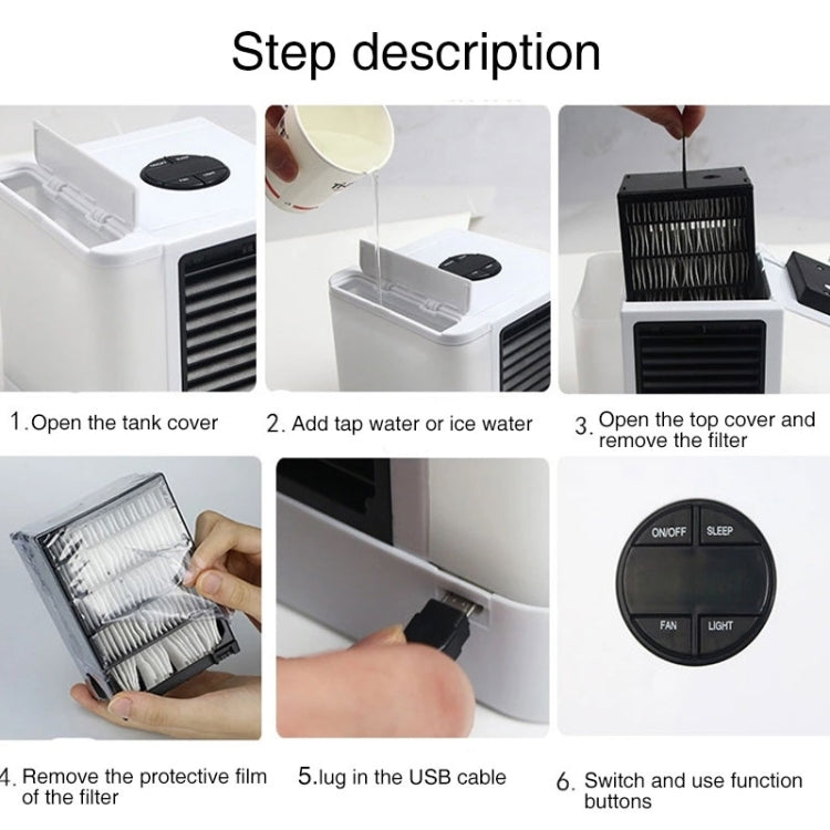 Mini Digital Display Air Conditioning Fan Portable Mini Home Cooler Cooling Fan(White)