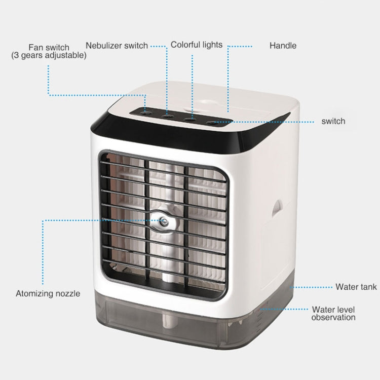 Mini Desktop Cooling Fan Humidifier Air Conditioning Fan Moisturizing Spray Fan with Remote Control (White)