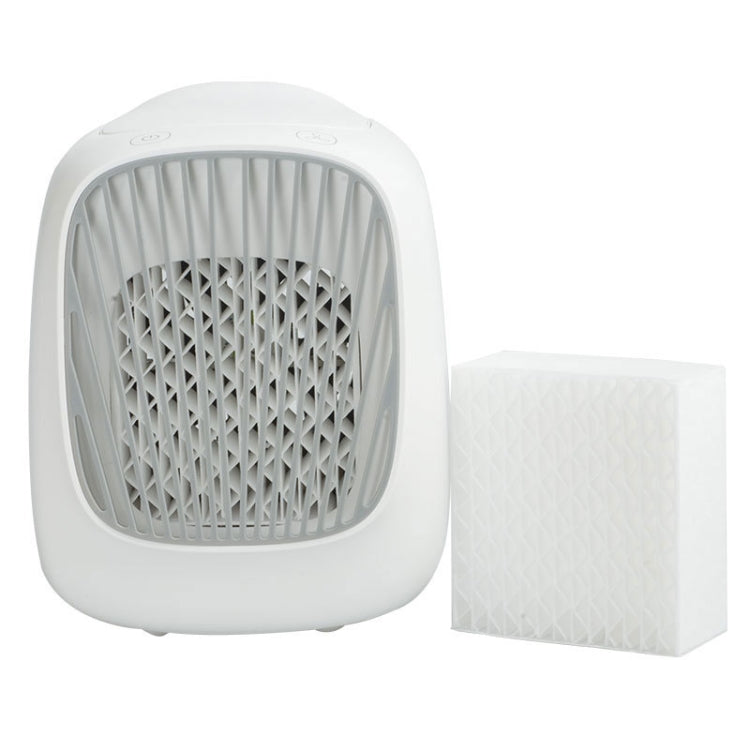 Mini Desktop USB Household Humidifying Electric Cooling Fan Self-contained Filter Element Air Conditioner Moisturizing Fan with A Set of Replaceable Filter Element (White)