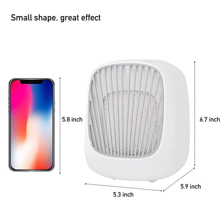 Mini Desktop USB Household Humidifying Electric Cooling Fan Self-contained Filter Element Air Conditioner Moisturizing Fan with A Set of Replaceable Filter Element (White)