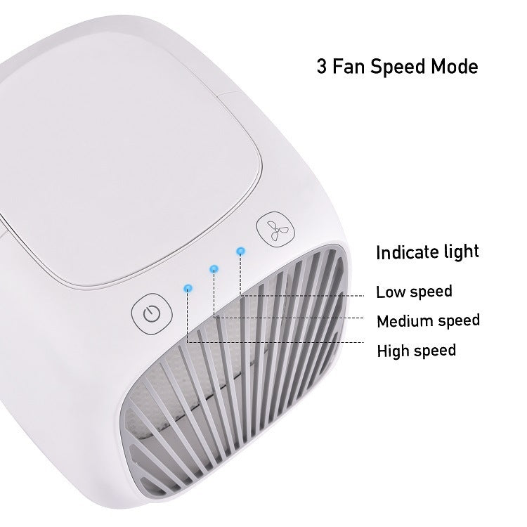 Mini Desktop USB Household Humidifying Electric Cooling Fan Self-contained Filter Element Air Conditioner Moisturizing Fan with A Set of Replaceable Filter Element (White)