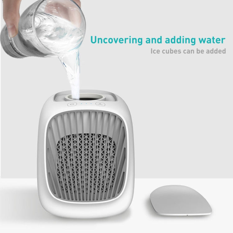 Mini Desktop USB Household Humidifying Electric Cooling Fan Self-contained Filter Element Air Conditioner Moisturizing Fan with A Set of Replaceable Filter Element (White)