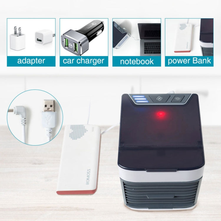 Mini Desktop Cooling Fan Night Lamp USB Air Conditioning Fan Spray Fan (Black)