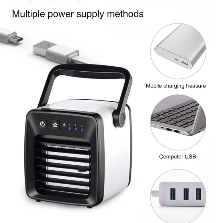 Dorm Student Mini Cooling Fan USB Charging Air Conditioning Fan (Black)