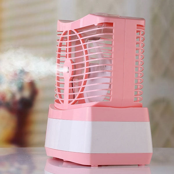 Mini Cooling Fan Desktop Multifunctional Mosquito Repellent Humidifier Air Conditioning Fan (Pink)