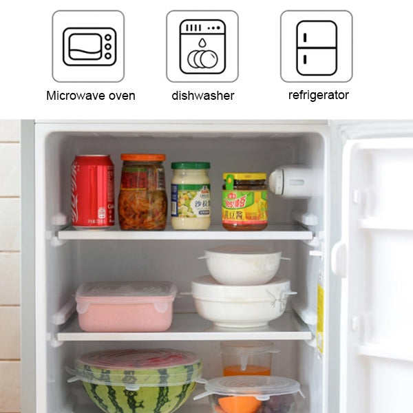 6 PCS / Set Food Grade Silicone Sealing Lids Fresh Keeping Covers