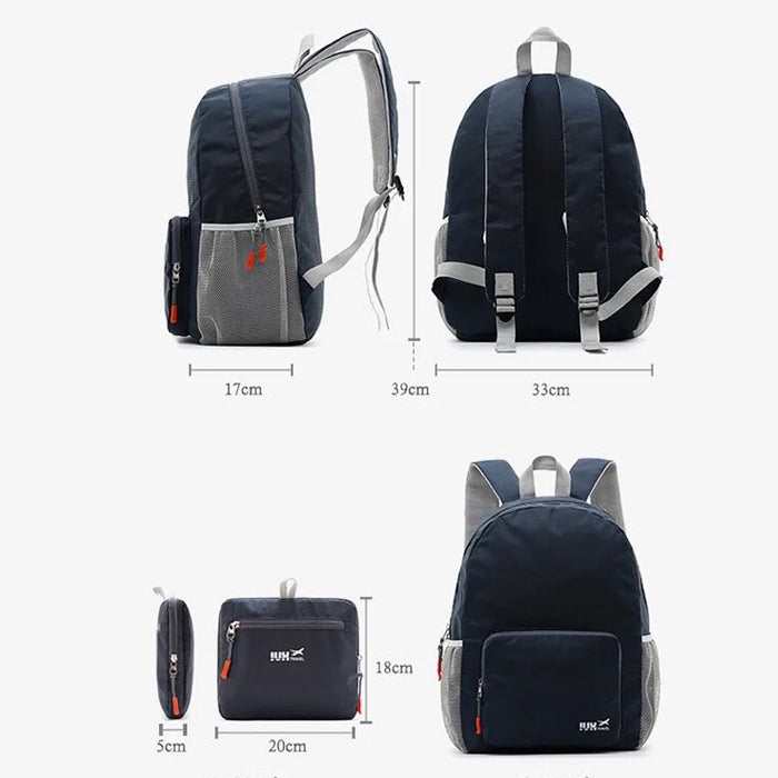 Foldable Lightweight Backpack Outdoor Travel Men and Women Bag (Navy Blue)