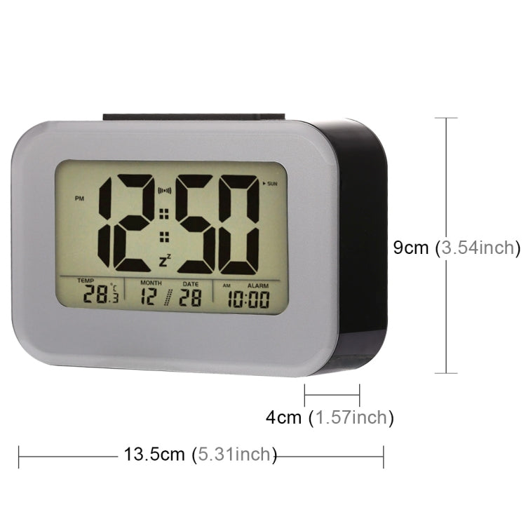 Multi-functional Large Screen Smart Light LCD Alarm Clock with Time & Date & 12/24 Hours Setting