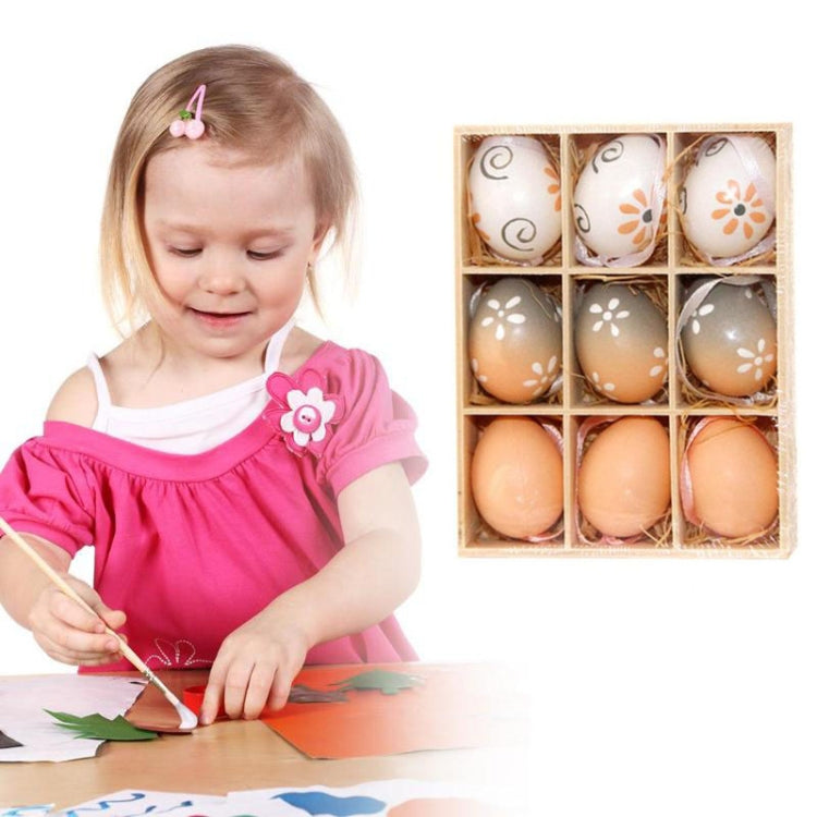 9 PCS Easter Log Gradient Eggs Holiday Decorative Hang Ornament Children Toys