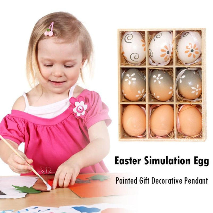 9 PCS Easter Log Gradient Eggs Holiday Decorative Hang Ornament Children Toys