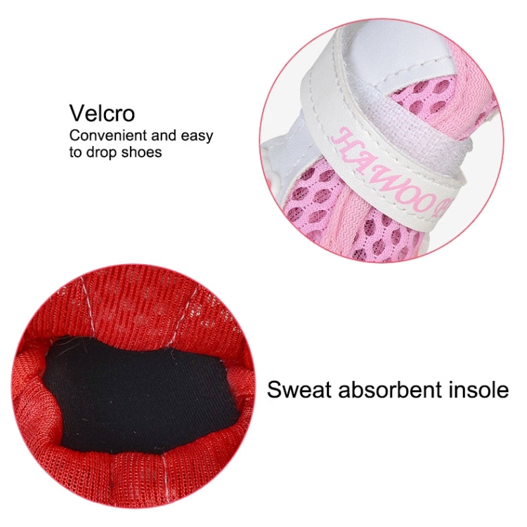 Lovely Pet Dog Shoes Cartoon Dog Pattern Mesh Breathable Anti-skidding Shoes, 1#, Size: 4.3 x 3.5cm(Red)