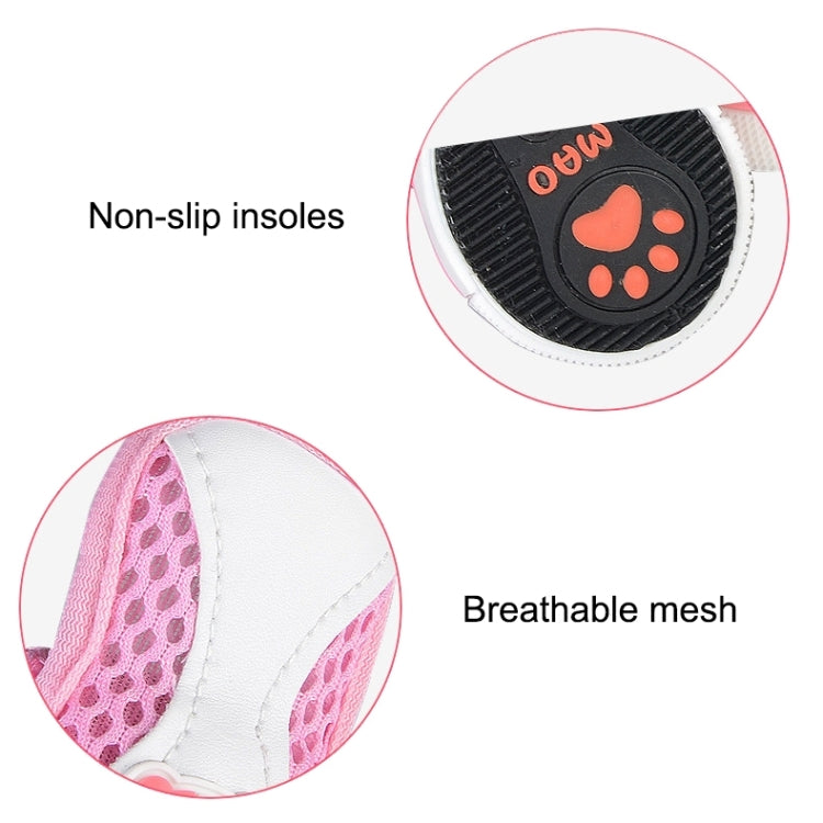 Lovely Pet Dog Shoes Cartoon Dog Pattern Mesh Breathable Anti-skidding Shoes, 1#, Size: 4.3 x 3.5cm(Red)