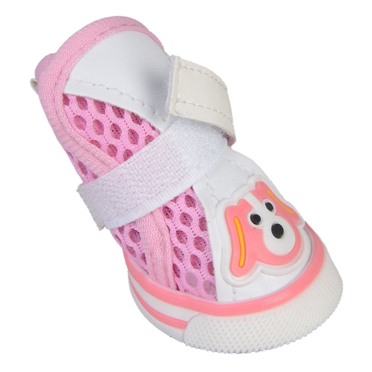 Lovely Pet Dog Shoes Cartoon Dog Pattern Mesh Breathable Anti-skidding Shoes, 2#, Size: 5 x 4cm
