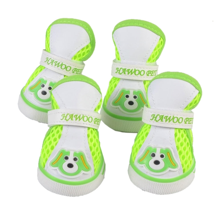 Lovely Pet Dog Shoes Cartoon Dog Pattern Mesh Breathable Anti-skidding Shoes, 2#, Size: 5 x 4cm