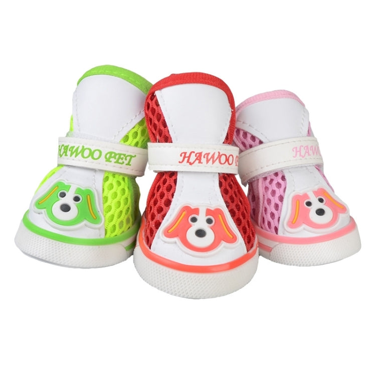 Lovely Pet Dog Shoes Cartoon Dog Pattern Mesh Breathable Anti-skidding Shoes, 2#, Size: 5 x 4cm