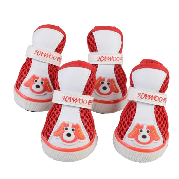 Lovely Pet Dog Shoes Cartoon Dog Pattern Mesh Breathable Anti-skidding Shoes, 3#, Size: 6 x 4.5cm