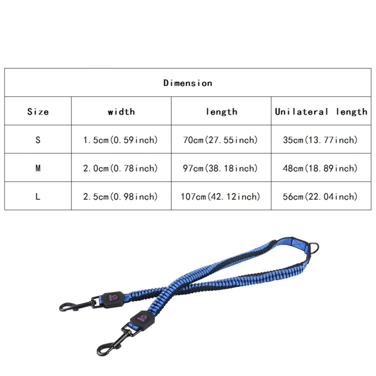 Pet Telescopic Buffer Double Traction Rope Nylon Reflective Braided Rope, Large, Length: 107cm, Random Color Delivery
