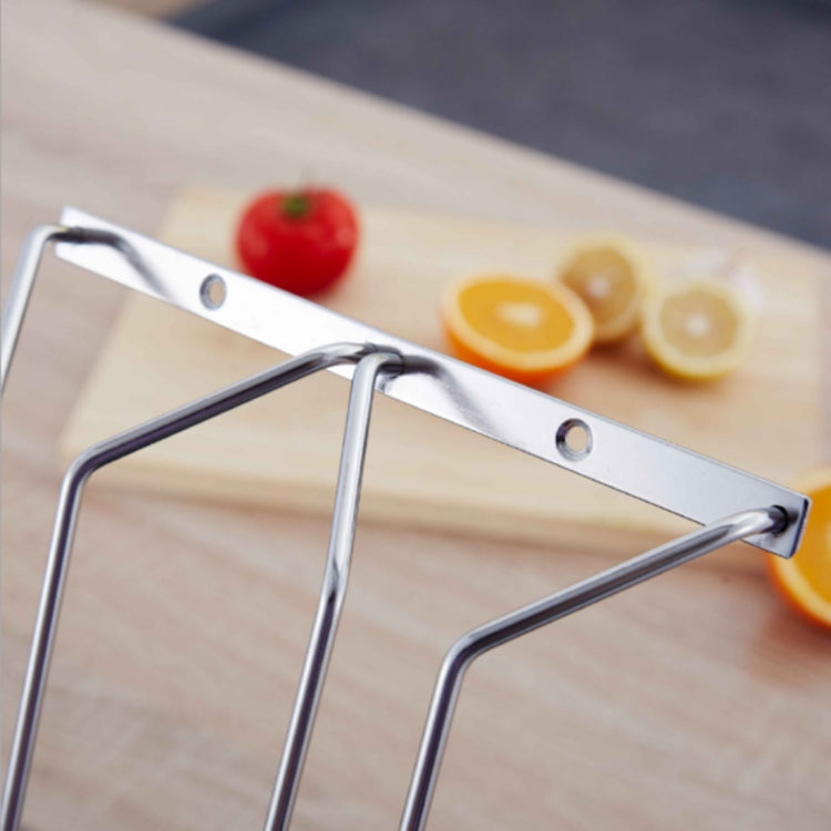 Stainless Steel Champagne Stemware Rack Glass Cup Holder Kitchen Wall Mount Wine Rack Bar Hanger with Screws, Size: 50*22*5cm