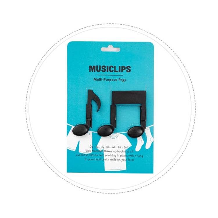 3 PCS Music Style Black Multi-functional Clip Drying Clothing Clip Food File Clip