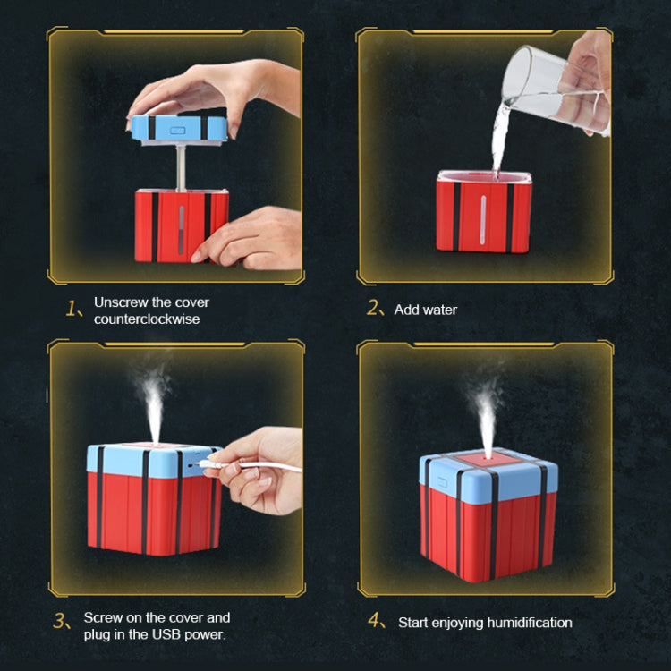 ML-KT 1.5W DC 5V Airdrop Box Shape Mini USB Ultrasonic Household Office Desktop Humidifier Automatic Alcohol Sprayer(Red)