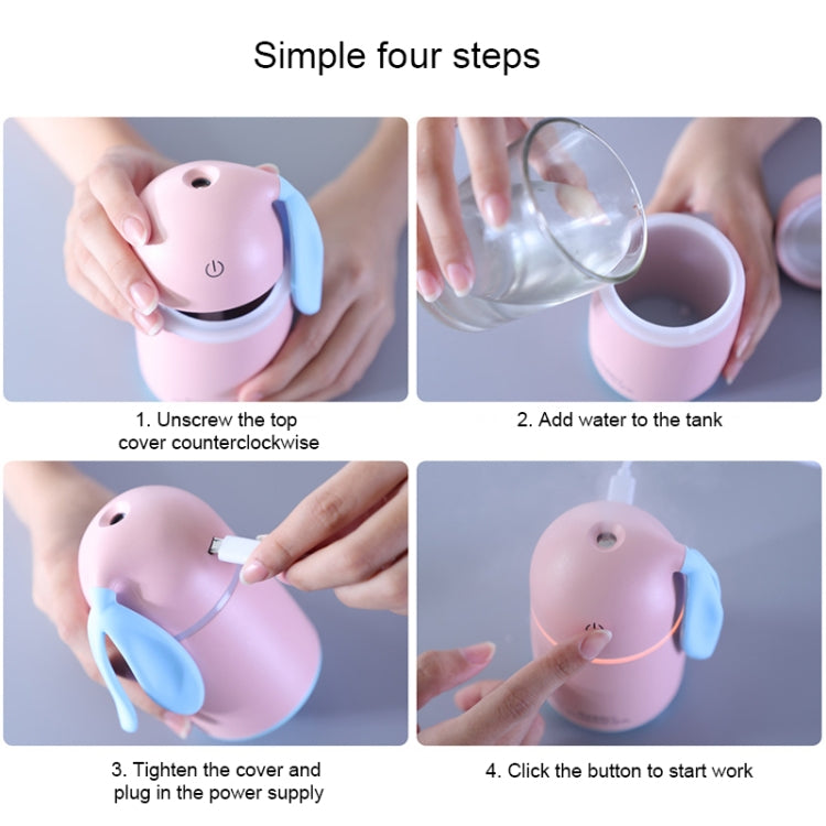 Cute Rabbit Portable USB Mute Mini Humidifier Nebulizer with LED Night Light for Office, Home Bedroom, Car, Capacity: 170ml, DC 5V