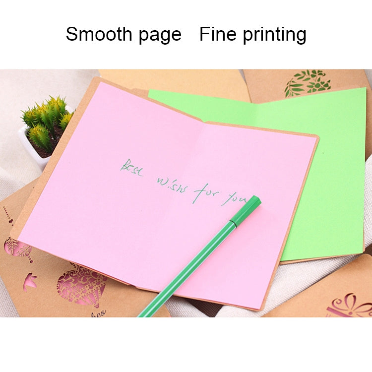 50 PCS Festival Universal Retro Kraft Paper Flowers and Bird Pattern Greeting Cards