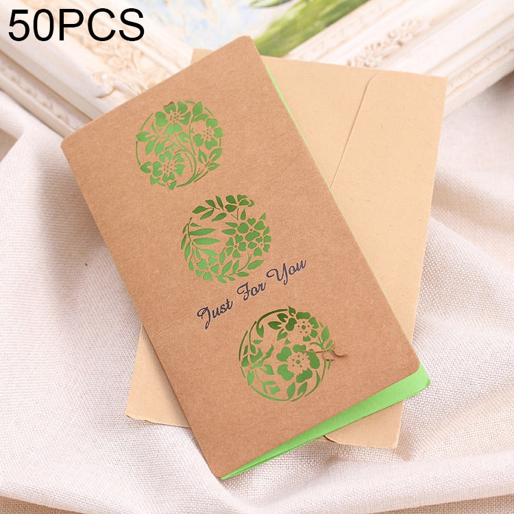 50 PCS Festival Universal Retro Kraft Paper Flower Balls Pattern Greeting Cards