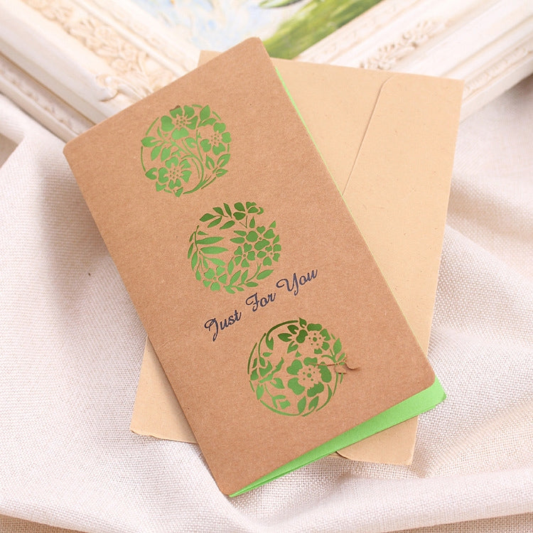 50 PCS Festival Universal Retro Kraft Paper Flower Balls Pattern Greeting Cards