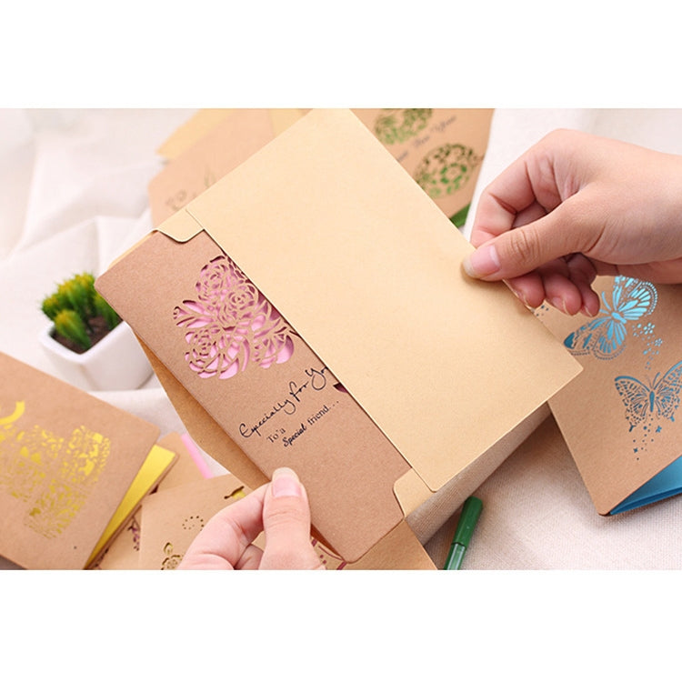 50 PCS Festival Universal Retro Kraft Paper Rose Pattern Greeting Cards
