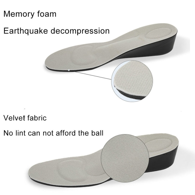 2 Pairs 2.5cm PU Breathable Sport Height Increase Insoles, Size: L