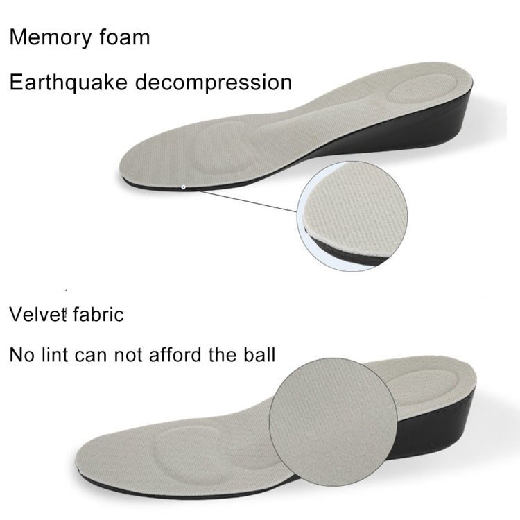 2 Pairs 2.5cm PU Breathable Sport Height Increase Insoles, Size: S