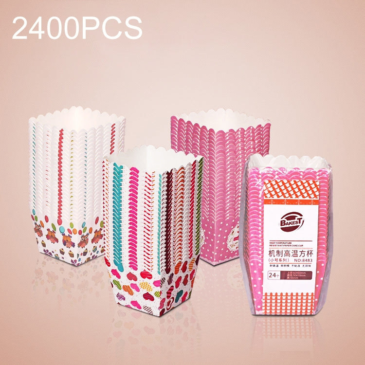 2400 PCS Square Lamination Cake Cup Muffin Cases Chocolate Cupcake Liner Baking Cup, Size: 6 x 5 x 5cm, Random Color Delivery