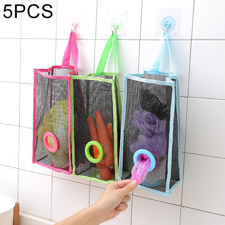 5 PCS Hanging Type Breathable Mesh Kitchen Storage Bag, Size: L (38*20*10.5cm), Random Color Delivery