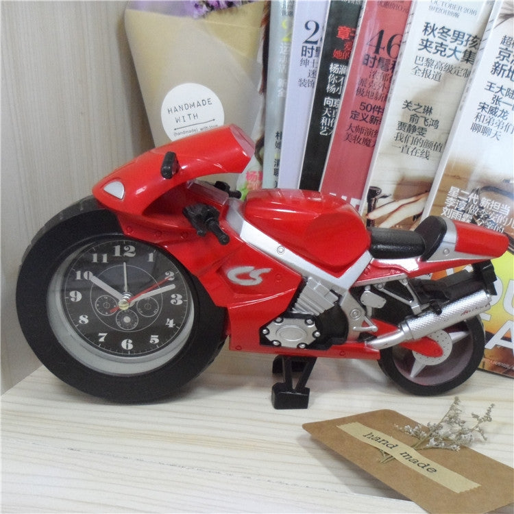 Creative Artistic Motorcycle Alarm Clock Desk Clock Model for Household Shelf Decorations