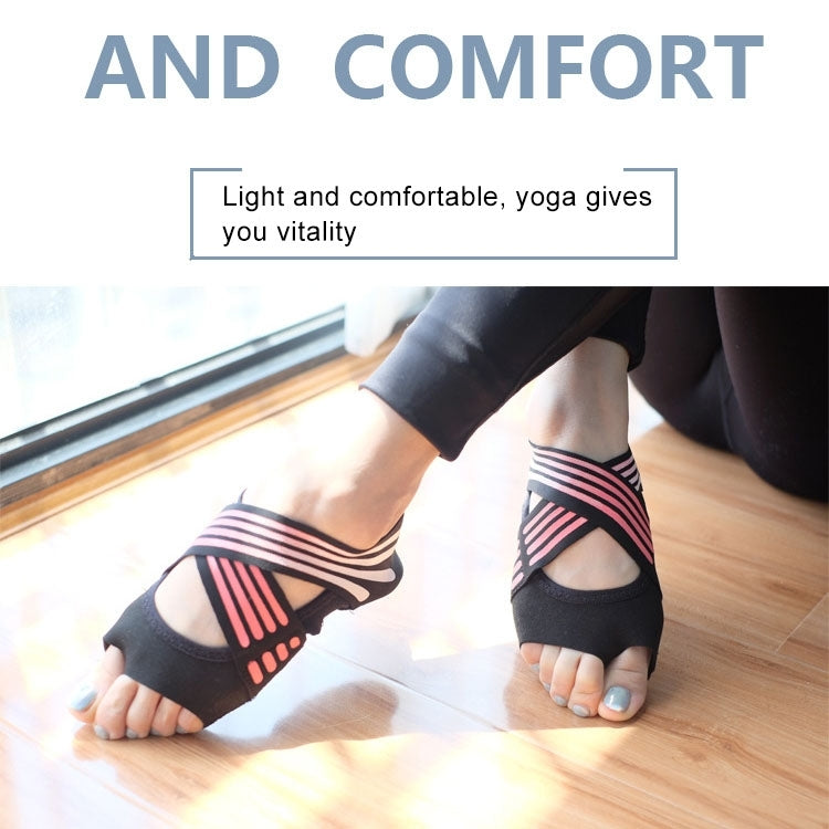 1 Pair Anti-Slip Yoga Socks Toeless Pilates Socks Ballet Yoga Pilates Barre Shoes for Women, 245-250mm Foot Length