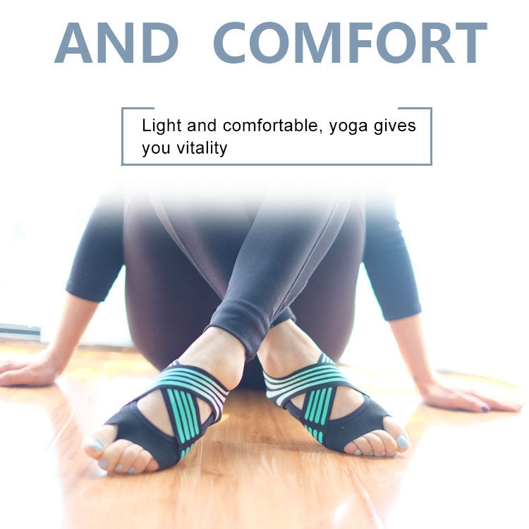 1 Pair Anti-Slip Yoga Socks Toeless Pilates Socks Ballet Yoga Pilates Barre Shoes for Women, 245-250mm Foot Length