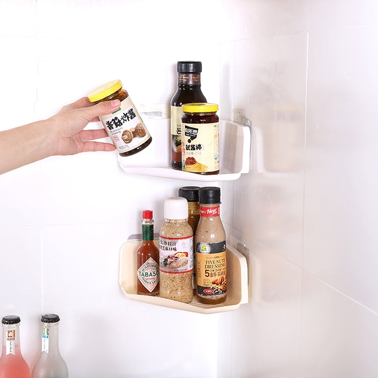 3 Sets Bathroom Kitchen Corner Wall Hanging Storage Shelf(Beige)