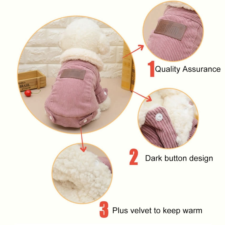 New Autumn and Winter Style Pet Corduroy Jacket, Size: M, Bust: 42cm, Back Length: 29cm