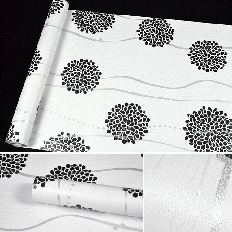 Black Flower Ball Creative 3D Stone Brick Decoration Wallpaper Stickers Bedroom Living Room Wall Waterproof Wallpaper Roll, Size: 45 x 1000cm