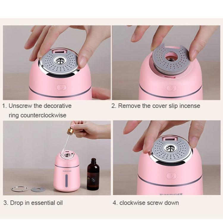 Little-Q Ultrasonic Essential Oil Diffuser Aromatherapy Aroma Humidifier with LED Night Light for Office, Home Bedroom, Car, Support USB Output, Capacity: 330ml, DC 5V