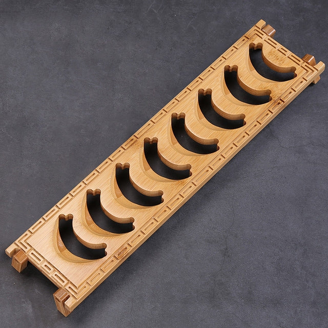 8 Cupholders Creative Bamboo Annular Kung Fu Tea Set Tea Cup Holder Drainage Rack