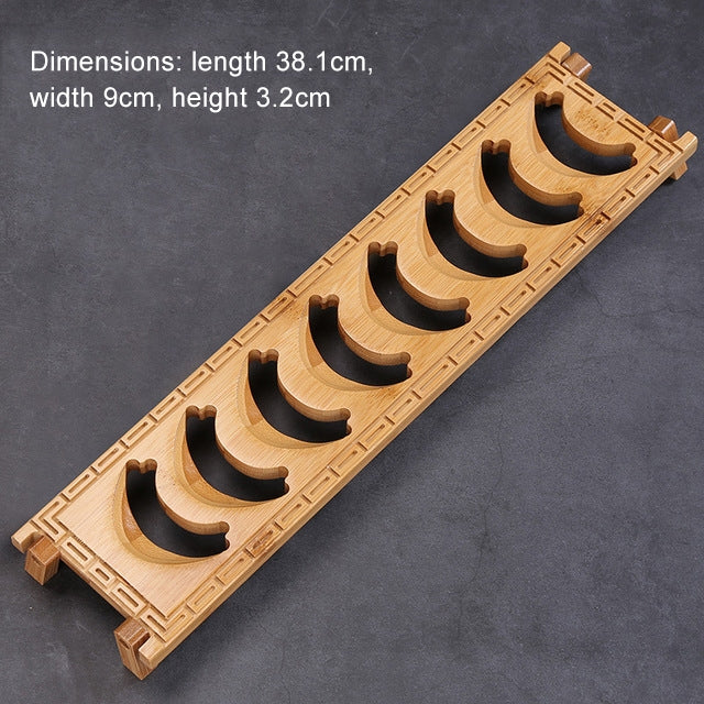 8 Cupholders Creative Bamboo Annular Kung Fu Tea Set Tea Cup Holder Drainage Rack
