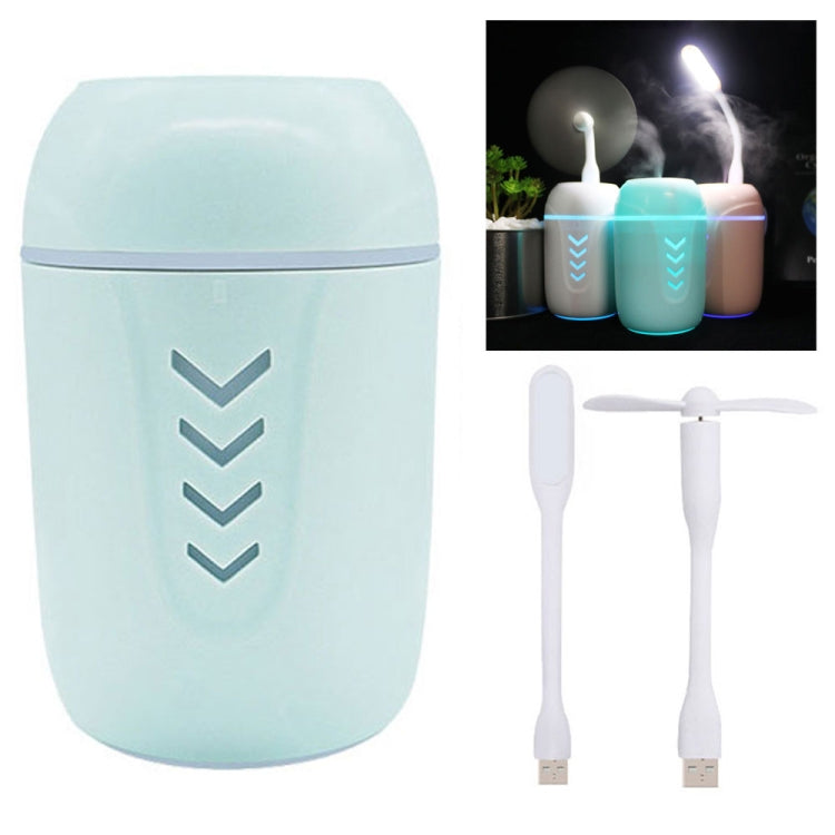 3 in 1 5W USB Household Mute Desktop Air Humidifier Automatic Alcohol Sprayer with Colorful Atmosphere Lights + USB Night Light + USB Fan Set, Capacity: 200mL(Blue)